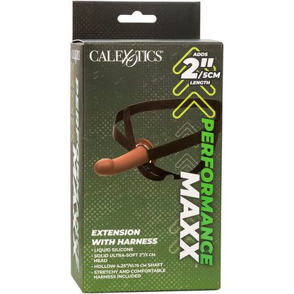 CALEXOTICS - EXTENSIÓN DE RENDIMIENTO MAXX CON ARNÉS DE PIEL MARRÓN