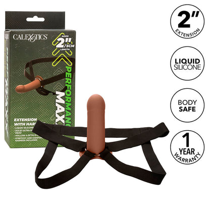 CALEXOTICS - EXTENSIÓN DE RENDIMIENTO MAXX CON ARNÉS DE PIEL MARRÓN