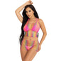 LEG AVENUE - CONJUNTO DE TOP Y PANTALÓN DE MALLA MULTICOLOR