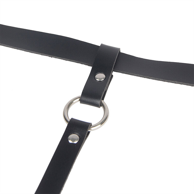 SUBBLIME - ARNÉS DE PIERNA CON CADENA DE CUERO NEGRO TALLA ÚNICA