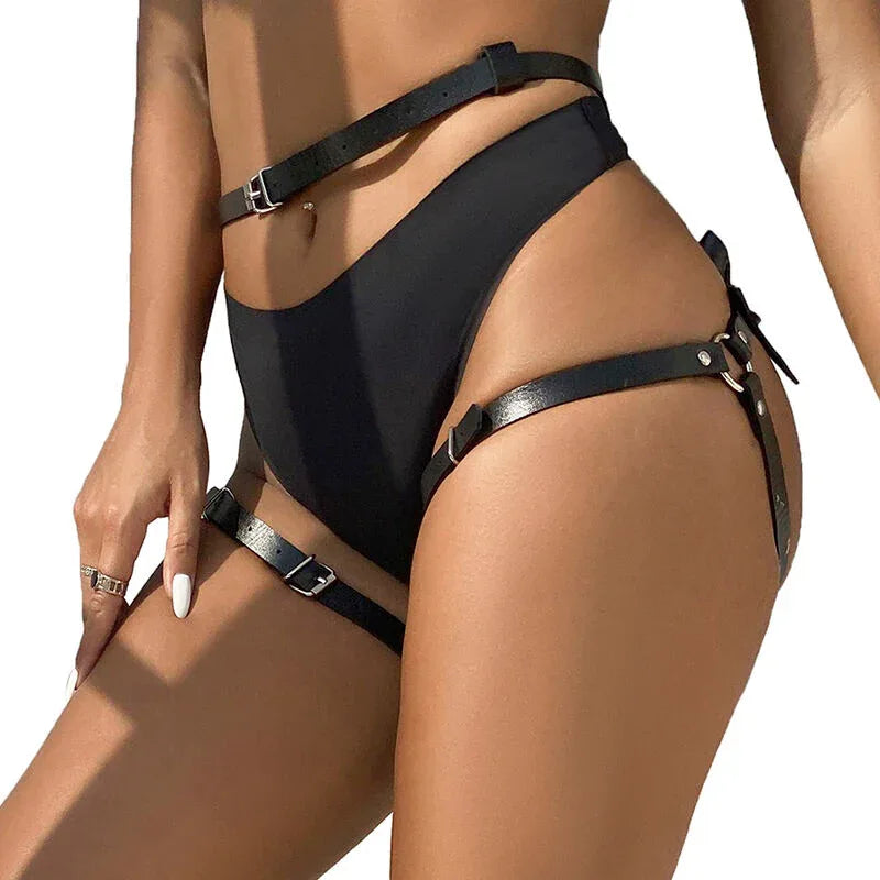 Subblime – Harnais de taille et de Jambes en Cuir Noir taille Unique