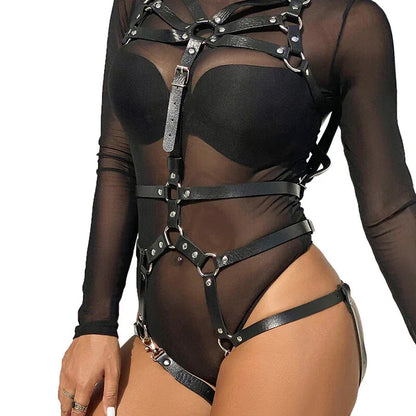 Subblime – Harnais Corps Sangles Ajustables Cuir Noir taille Unique