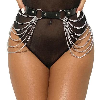 Subblime – Chaîne Cuir Ceinture Noire taille Unique
