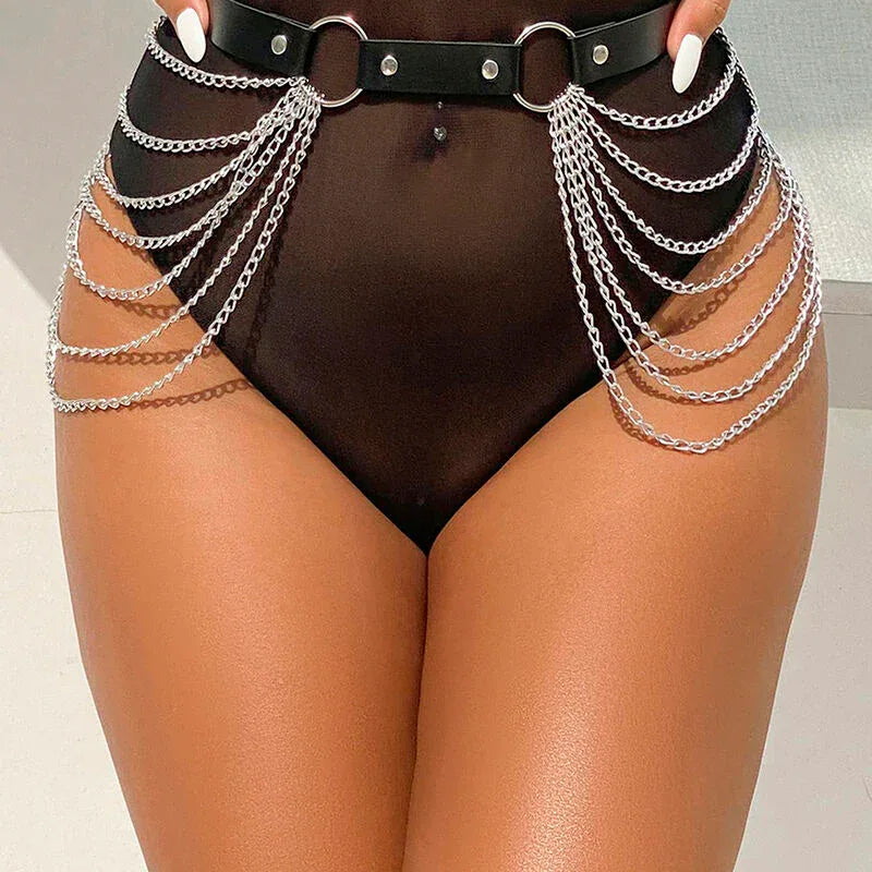 Subblime – Chaîne Cuir Ceinture Noire taille Unique