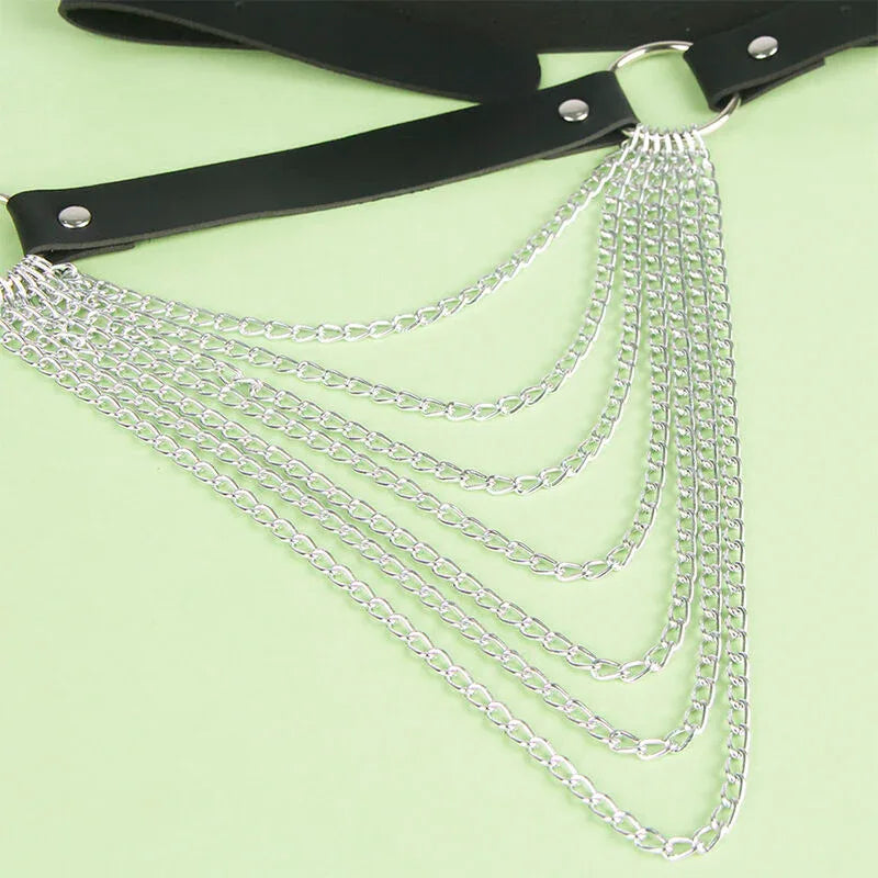 Subblime – Chaîne Cuir Ceinture Noire taille Unique