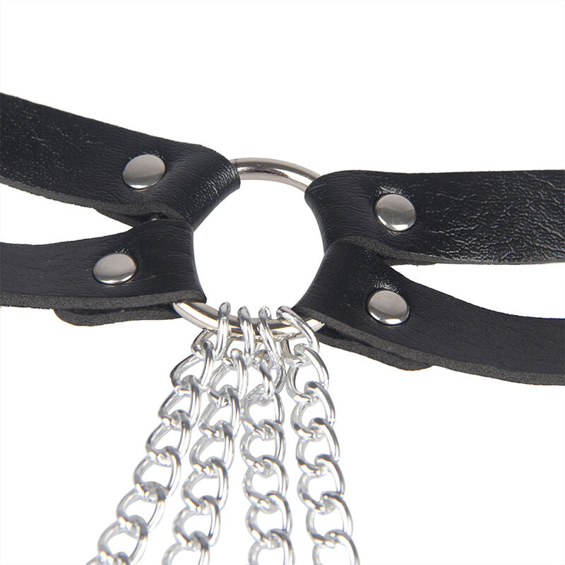 SUBBLIME - CINTURÓN DE CUERO CON ANILLO DE CADENA NEGRO TALLA ÚNICA