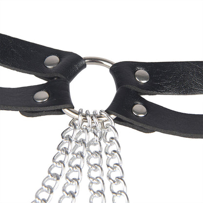 SUBBLIME - CINTURÓN DE CUERO CON ANILLO DE CADENA NEGRO TALLA ÚNICA