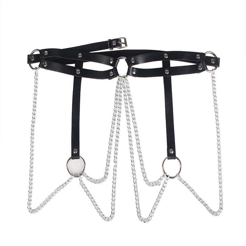 SUBBLIME - CINTURÓN DE CUERO CON ANILLO DE CADENA NEGRO TALLA ÚNICA