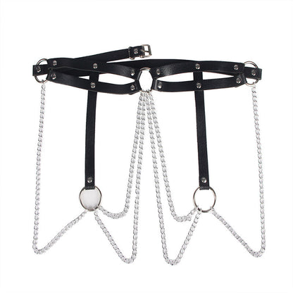 SUBBLIME - CINTURÓN DE CUERO CON ANILLO DE CADENA NEGRO TALLA ÚNICA