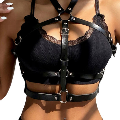 SUBBLIME - ARNÉS DE PECHO CON ANILLA DE CUERO NEGRO TALLA ÚNICA