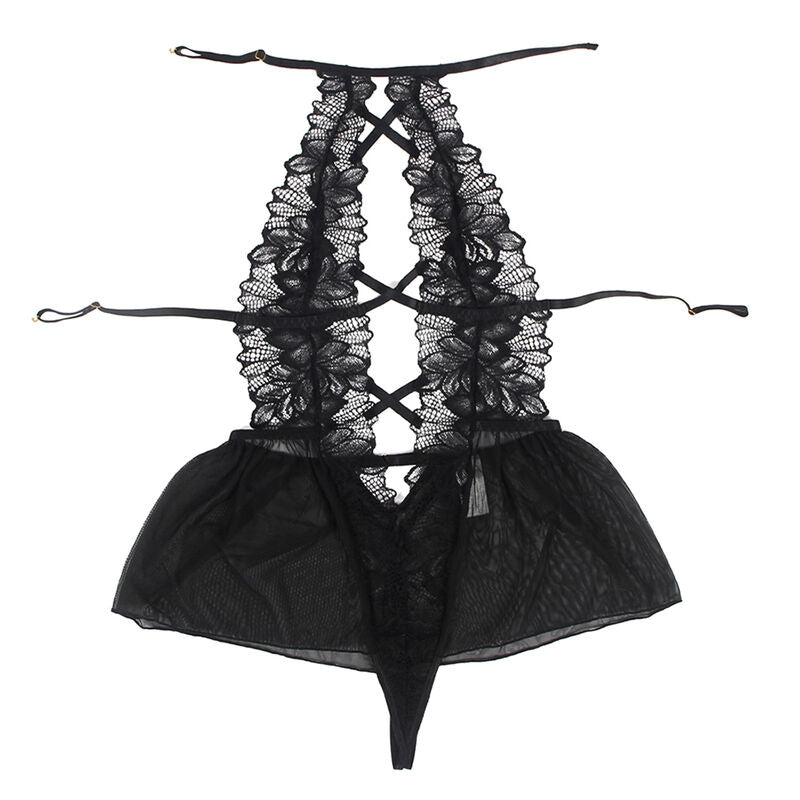 SUBBLIME - TEDDY CUELLO HALTER SIN ESPALDA ENCAJE NEGRO L/XL