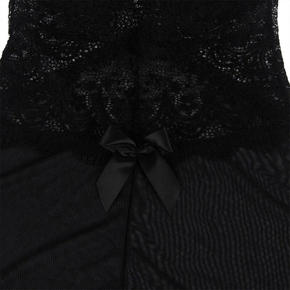SUBBLIME - BABYDOLL DE TUL CON ENCAJE Y DETALLE DE FLORES NEGRO L/XL