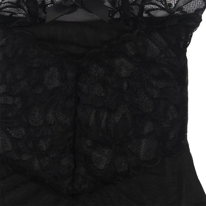 Subblime Babydoll Bretelles Réglables et Dentelle Transparente Imprimé Fleuri Noir L/XL