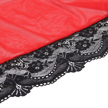SUBBLIME - VESTIDO DE TELA TRANSPARENTE CON DETALLE DE ENCAJE ROJO L/XL
