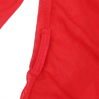 SUBBLIME - VESTIDO DE TELA TRANSPARENTE CON DETALLE DE ENCAJE ROJO L/XL
