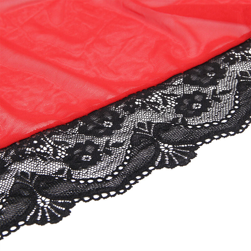 SUBBLIME - VESTIDO DE TELA TRANSPARENTE CON DETALLE DE ENCAJE ROJO L/XL