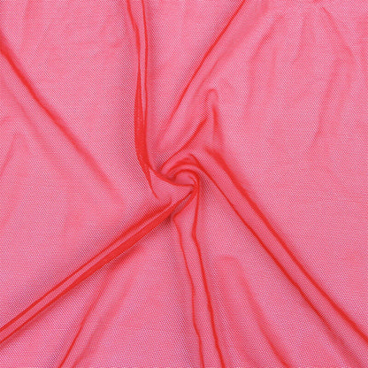 SUBBLIME - VESTIDO DE TELA TRANSPARENTE CON DETALLE DE ENCAJE ROJO L/XL