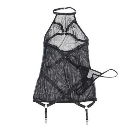 SUBBLIME - TRANSPARENT VESTIDO CUELLO HALTER NEGRO S/M
