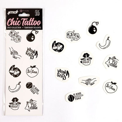 SECRET PLAY - LOT OF 10 TEMPORARY TATOUAGES SPICY COLLECTION