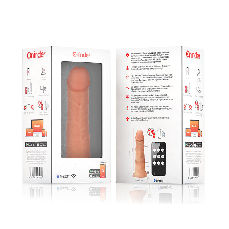 ONINDER - GRAND GODE VIBRATEUR BOGOTÁ 9 VITESSES NATUREL 22 CM -O- 4.5 CM - FREE APPLICATION