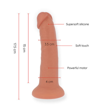ONINDER - DILDO VIBRADOR PEQUEÑO BOGOTÁ 9 VELOCIDADES NATURAL 17.5 CM -O- 4 CM - APP GRATIS