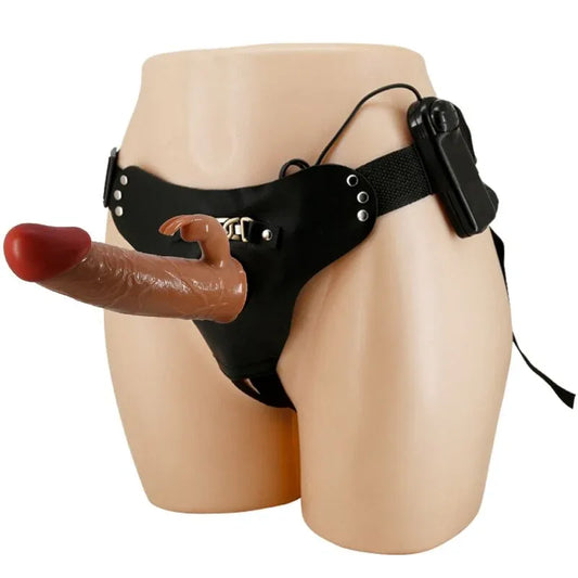 Pretty Love – Marion Harnais Slip Universel avec Dildo Vibrant 19 cm Marron