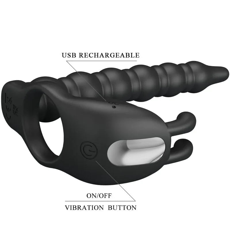 Pretty Love – Blackney Anneaux Pénis avec Plug Vibrateur
