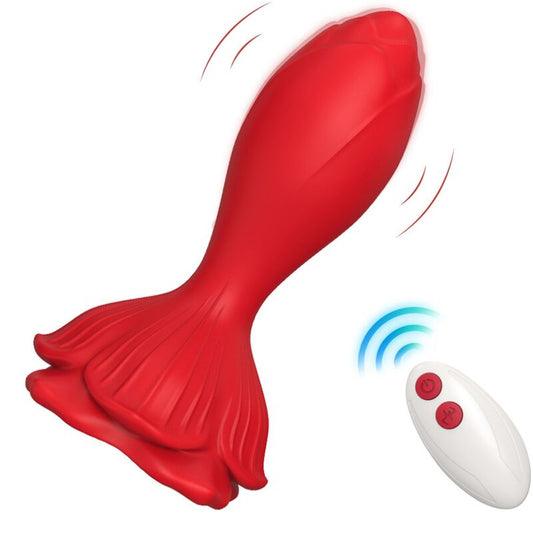 Vibrateur rose & plug anal petite télécommande rouge – Armony
