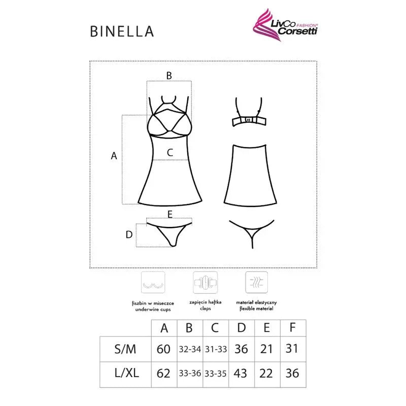 Livco Corsetti Fashion Ensemble Binella Babydoll + Thong Noir