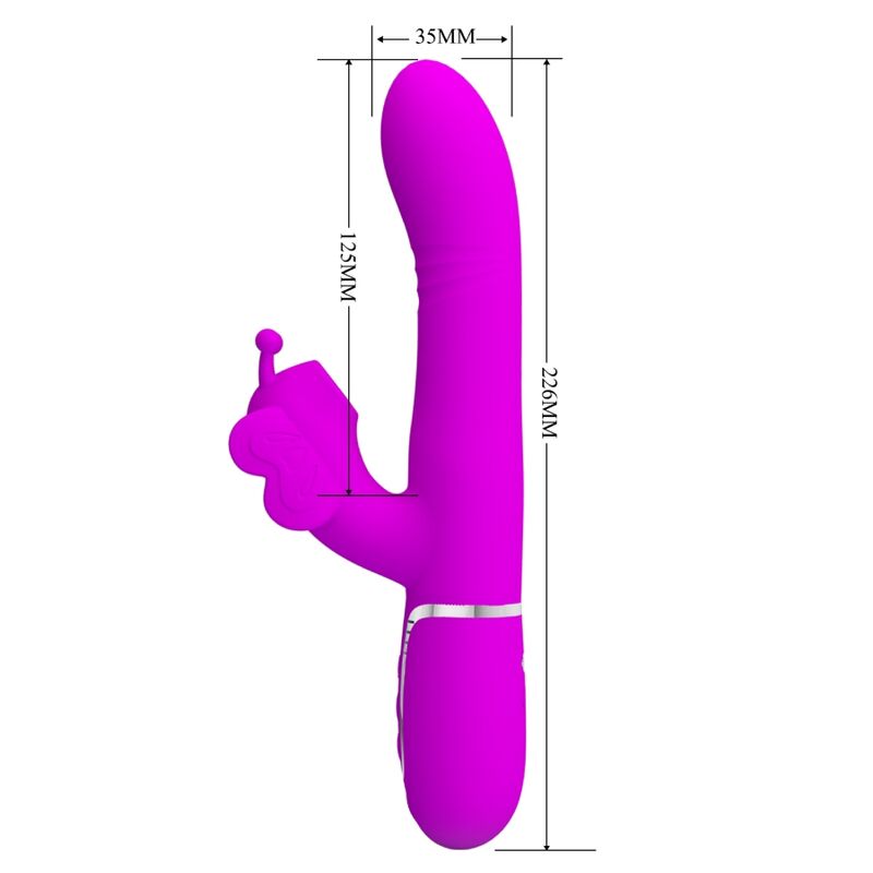 PRETTY LOVE - VIBRADOR CONEJO MULTIFUNCIONAL 4 EN 1 MARIPOSA FUCSIA