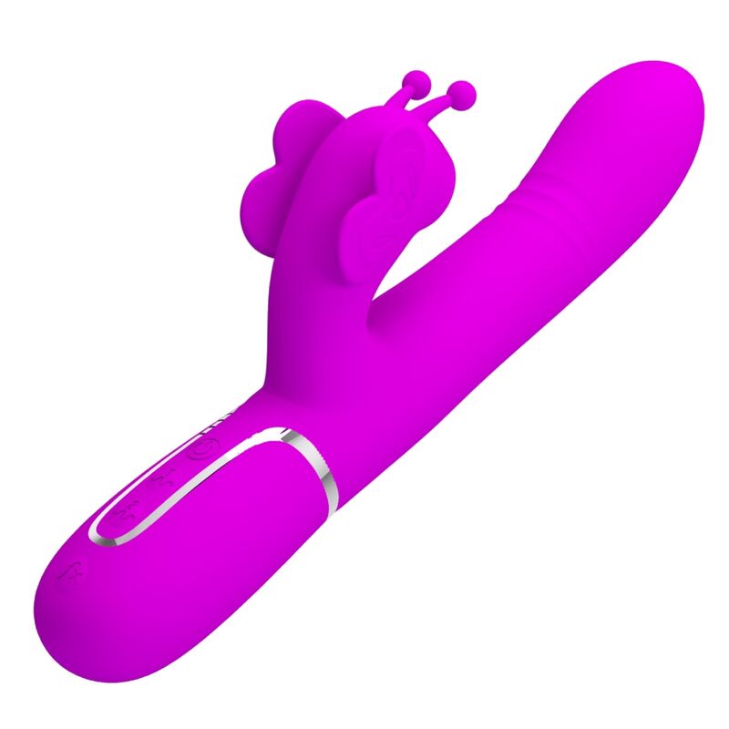 PRETTY LOVE - VIBRADOR CONEJO MULTIFUNCIONAL 4 EN 1 MARIPOSA FUCSIA