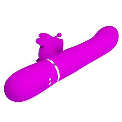 PRETTY LOVE - VIBRADOR CONEJO MULTIFUNCIONAL 4 EN 1 MARIPOSA FUCSIA