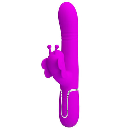 PRETTY LOVE - VIBRADOR CONEJO MULTIFUNCIONAL 4 EN 1 MARIPOSA FUCSIA