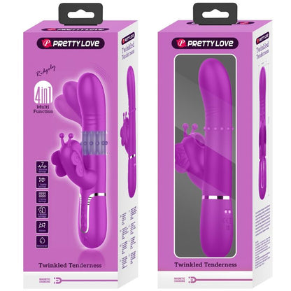 PRETTY LOVE - VIBRADOR CONEJO MULTIFUNCIONAL 4 EN 1 MARIPOSA FUCSIA