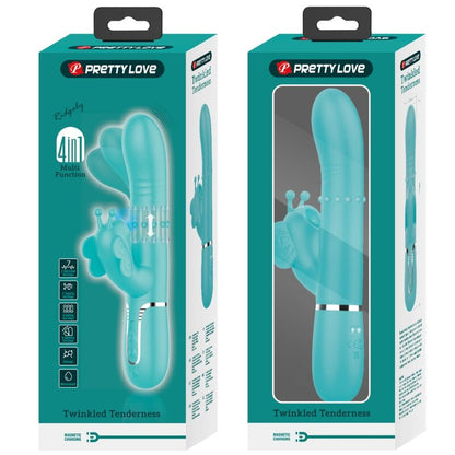 PRETTY LOVE - VIBRADOR CONEJO MULTIFUNCIONAL 4 EN 1 MARIPOSA VERDE AGUA