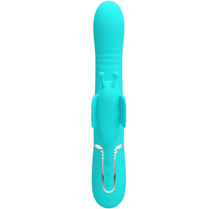 PRETTY LOVE - VIBRADOR CONEJO MULTIFUNCIONAL 4 EN 1 MARIPOSA VERDE AGUA