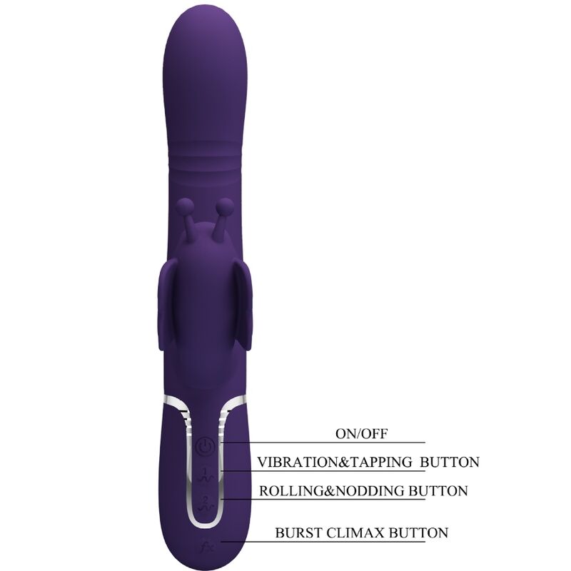 PRETTY LOVE - VIBRADOR CONEJO MULTIFUNCIONAL 4 EN 1 MARIPOSA MORADA