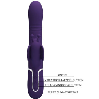 PRETTY LOVE - VIBRADOR CONEJO MULTIFUNCIONAL 4 EN 1 MARIPOSA MORADA
