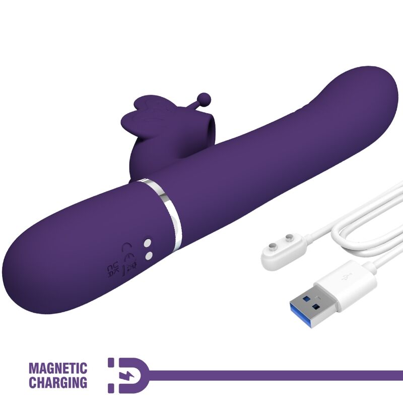 PRETTY LOVE - VIBRADOR CONEJO MULTIFUNCIONAL 4 EN 1 MARIPOSA MORADA