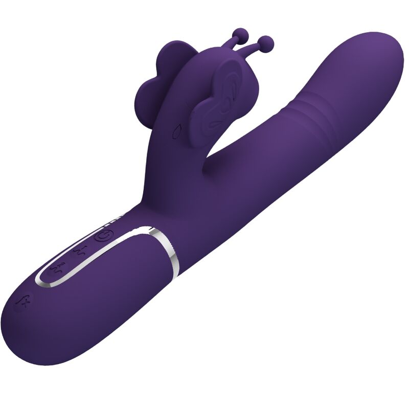 PRETTY LOVE - VIBRADOR CONEJO MULTIFUNCIONAL 4 EN 1 MARIPOSA MORADA