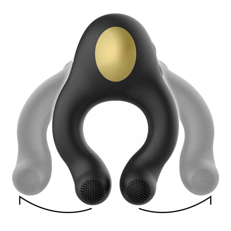 Anneau vibrateur en silicone 3 moteurs rechargeable noir - doré – Armony