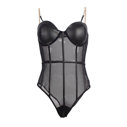 SUBBLIME - BODY NEGRO CON CORREAS DE CADENA L/XL