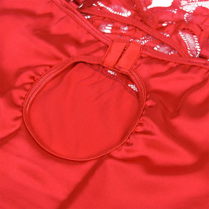 Subblime Babydoll en Satin avec Dentelle Rouge L/XL