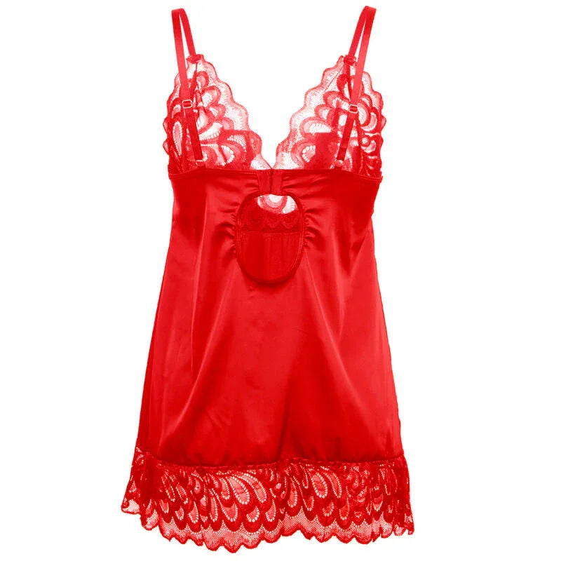 Subblime Babydoll en Satin avec Dentelle Rouge L/XL