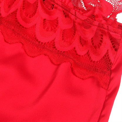 SUBBLIME - BABYDOLL DE SATÉN CON ENCAJE ROJO L/XL