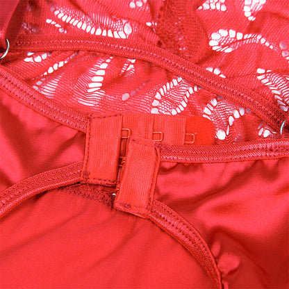 SUBBLIME - BABYDOLL DE SATÉN CON ENCAJE ROJO L/XL