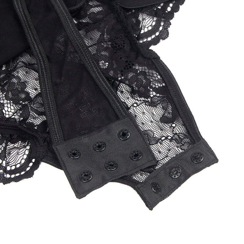 SUBBLIME - TEDDY CON LIGA CON DETALLE DE ENCAJE Y BANDAS NEGRO L/XL