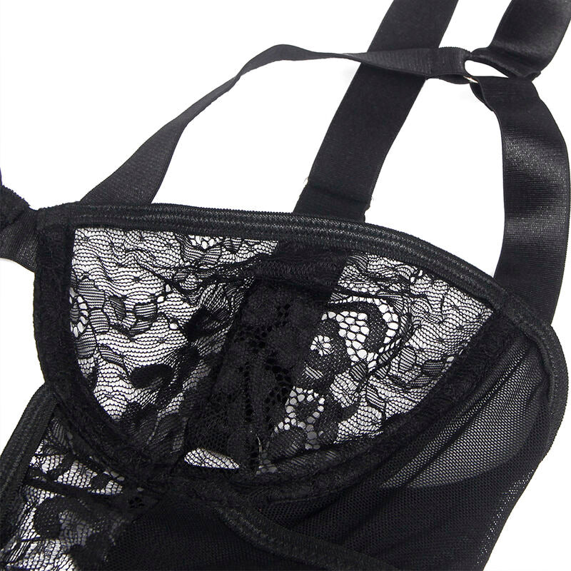 SUBBLIME - TEDDY CON LIGA CON DETALLE DE ENCAJE Y BANDAS NEGRO L/XL