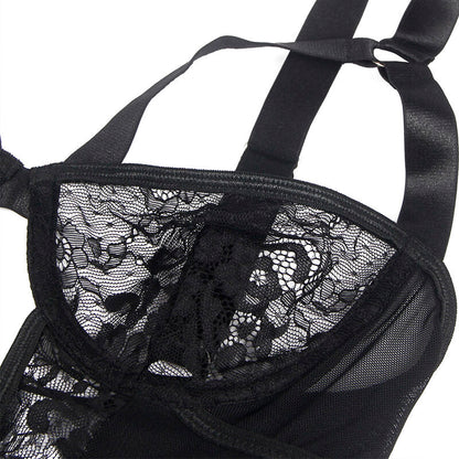 SUBBLIME - TEDDY CON LIGA CON DETALLE DE ENCAJE Y BANDAS NEGRO L/XL