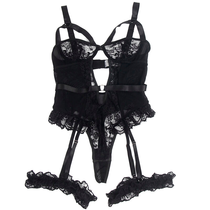 SUBBLIME - TEDDY CON LIGA CON DETALLE DE ENCAJE Y BANDAS NEGRO L/XL